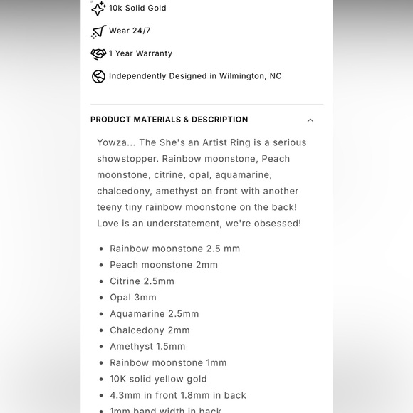 10k Solid gold ring | Local Eclectic She’s An Artist ring in yellow SOLID gold - Picture 7 of 7